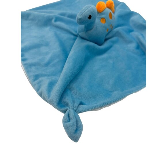 Pro Goleem Dinosaur Lovey No Tag Security Blanket Knotted Ends Blue Orange Satin - Picture 3 of 7